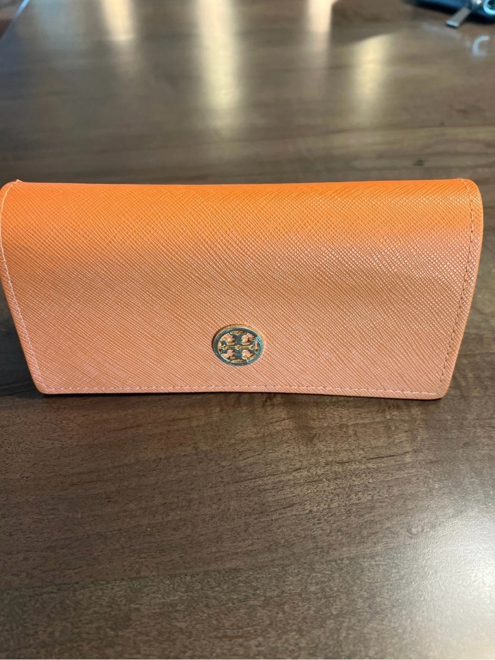 Tory Burch Orange Saffiano Leather Sunglasses Case
